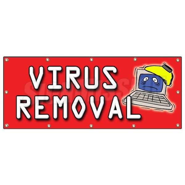 VIRUS REMOVAL BANNER SIGN computer repair fix pc laptop